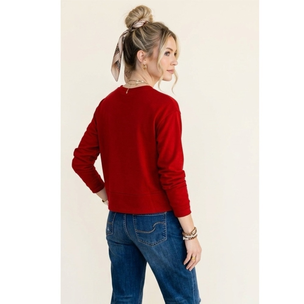 Southern Grace The Scarlet Sky Crop Sweatshirt Preppy Crew Neck Womens Large